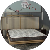 Minimalist retro Zen solid wood bed medieval design B&B hotel double bed model room rattan art wabi-sabi furniture
