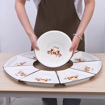 Net red platter creative set combination plate ceramic dinner plate home New Year round table presentation fan shaped dish plate tableware