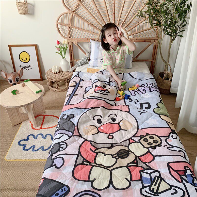 Children's cool quilt summer cotton kindergarten summer cool quilt baby cover quilt cartoon washable quilt thin