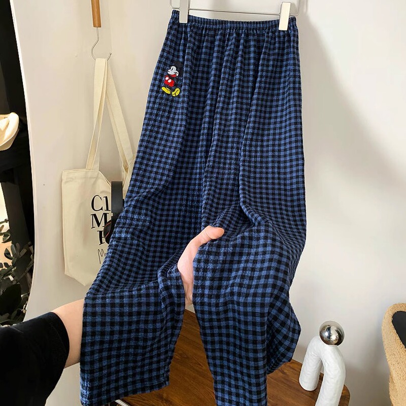 Couple's Pajama Pants for Men and Women, Spring and Autumn Mickey Casual Long Pants, Summer Thin Style, Can Be Worn Outside, Plaid Loose Pants, Home Pants Couple's Pajama Pants for Men and Women, Spring and Autumn Mickey Casual Long Pants, Summer Thin Style, Can Be Worn Outside, Plaid Loose Pants, Home Pants