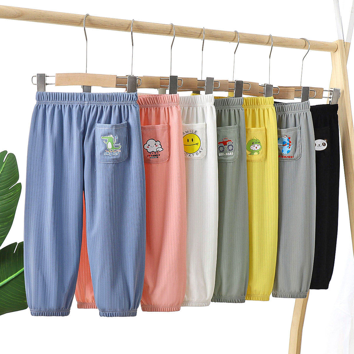 Children's anti-mosquito pants summer new breathable cartoon candy trousers small boys and girls with trousers pocket baby children's clothing pants