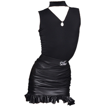 Dancer Latin dance clothing girls 2024 summer new sleeveless one-piece top practice clothing hip-covering skirt suit