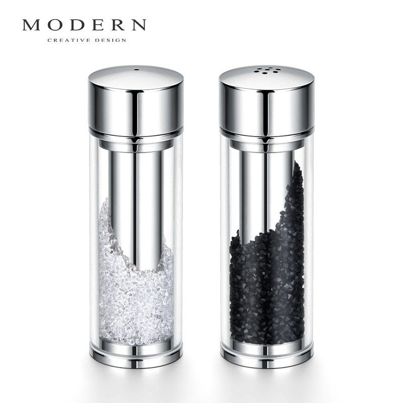 Morden MODERN Crushed Stainless Steel Sprinkled Salt Jars Restaurant Kitchen MSG Pepper Powder Zo stock Salt Tank-Taobao