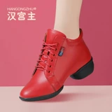 Красная обувь, танцующие туфли, высокие демисезонные сапоги, из натуральной кожи, мягкая подошва