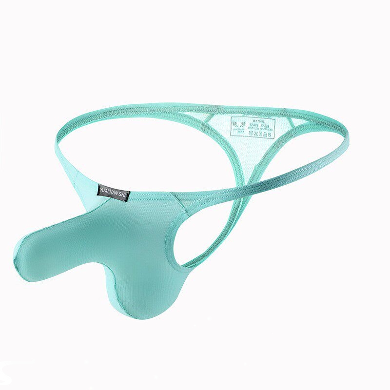Men's Sexy Thong, Low-Waist Ice Silk Sports Underwear, Transparent T-Back with Thin Straps Men's Sexy Thong, Low-Waist Ice Silk Sports Underwear, Transparent T-Back with Thin Straps