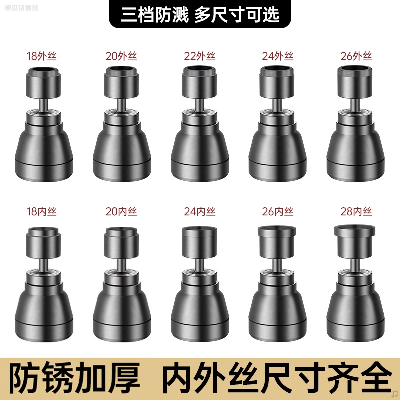 Kitchen Faucet Extender with Internal and External Thread Adapter, Universal Swivel Shower Head, Anti-Splash Device
