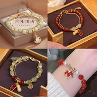 Браслет Maple Leaf+Сан -Шэн имеет абрикосы+красные бусины+хорошие вещи красных и зеленых шариков (отличное значение для отличного значения)