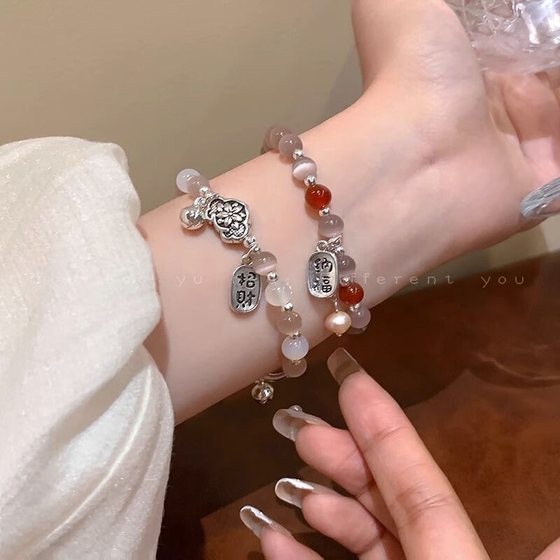 New Chinoiserie Nafu Beaded Safety Lock Bracelet Bracelet Accessible Luxury Cute Couple Student Best Friend Gift Elegant Hand Jewelry