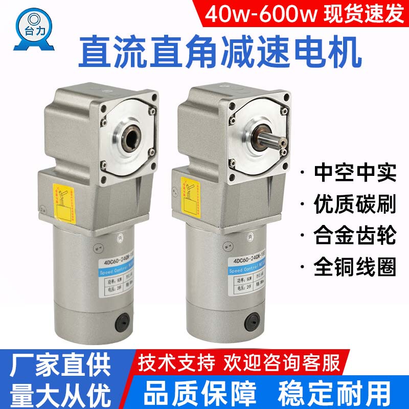 Taili 12V24V Dc Motor with Solid Shaft Right-Angle Gear Reduction Motor 90-Degree High-Power Speed-Adjustable Motor