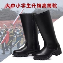 2024 childrens flag raiser honor guard boots flag class military parade mid-calf boots military training leather boots student performance riding boots