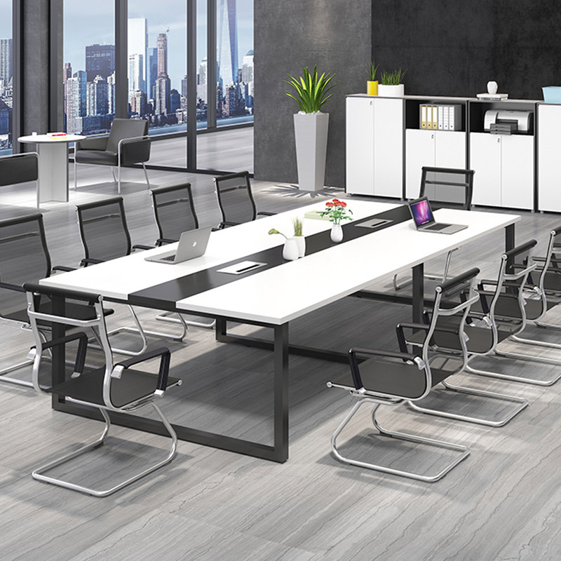 Conference table long table Beijing negotiation meeting guest training office desk and chair combination simple small steel frame multimedia table