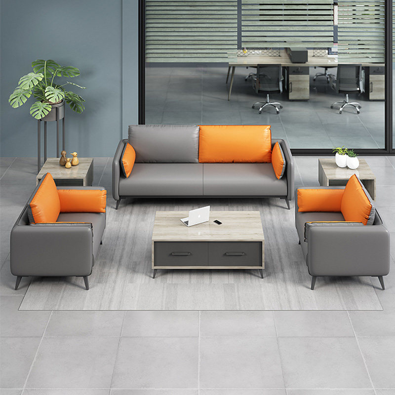 Office sofa coffee table combination creative business meeting guests leisure reception area single leather sofa simple three-person