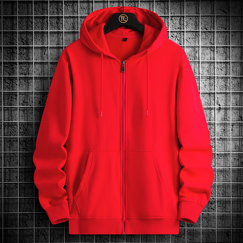 Men's Sweatshirt Cardigan Jacket, Spring and Autumn, Pure Cotton, Red, Hooded, Stylish, Casual, Running Sweatpants, Cut-Label Sports Suit Men's Sweatshirt Cardigan Jacket, Spring and Autumn, Pure Cotton, Red, Hooded, Stylish, Casual, Running Sweatpants, Cut-Label Sports Suit