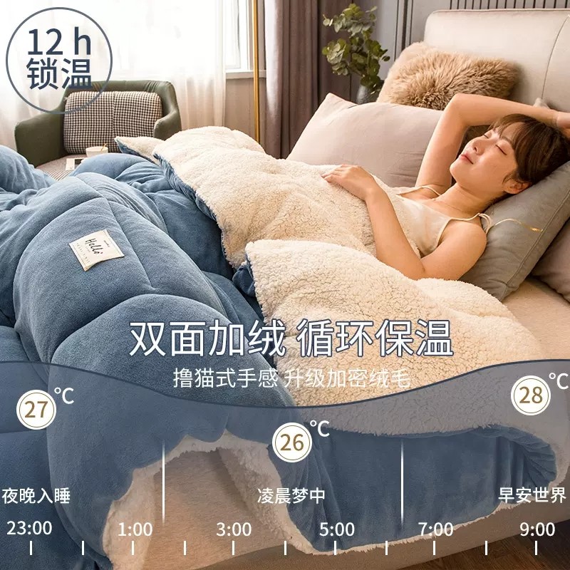 2025 Lamb Wool Quilt, Winter Quilt, Thickened and Warm, Winter Dormitory Single Student Winter Space Quilt Core