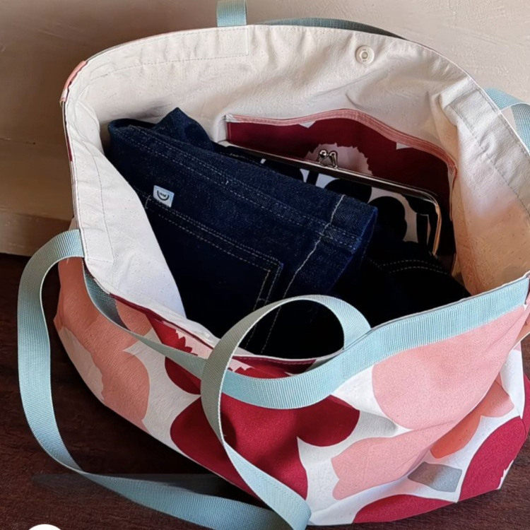 Blogger Style Canvas Tote Bag Sunflower Handbag Contrast Print Shoulder Bag Casual Simple Commuter Women's Bag - Thumbnail 5
