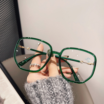 Japanese silver eyeglasses myopia erythema square eyeglasses ins wind ladies big frame face small can be equipped with degrees