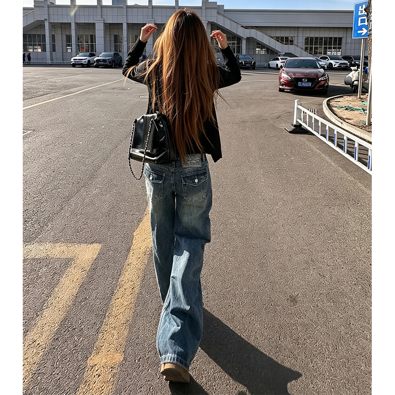 American Retro Wide-Leg Jeans for Women, 2026 Spring and Autumn New Style, Low-Waisted Straight Loose Floor-Length Pants American Retro Wide-Leg Jeans for Women, 2026 Spring and Autumn New Style, Low-Waisted Straight Loose Floor-Length Pants