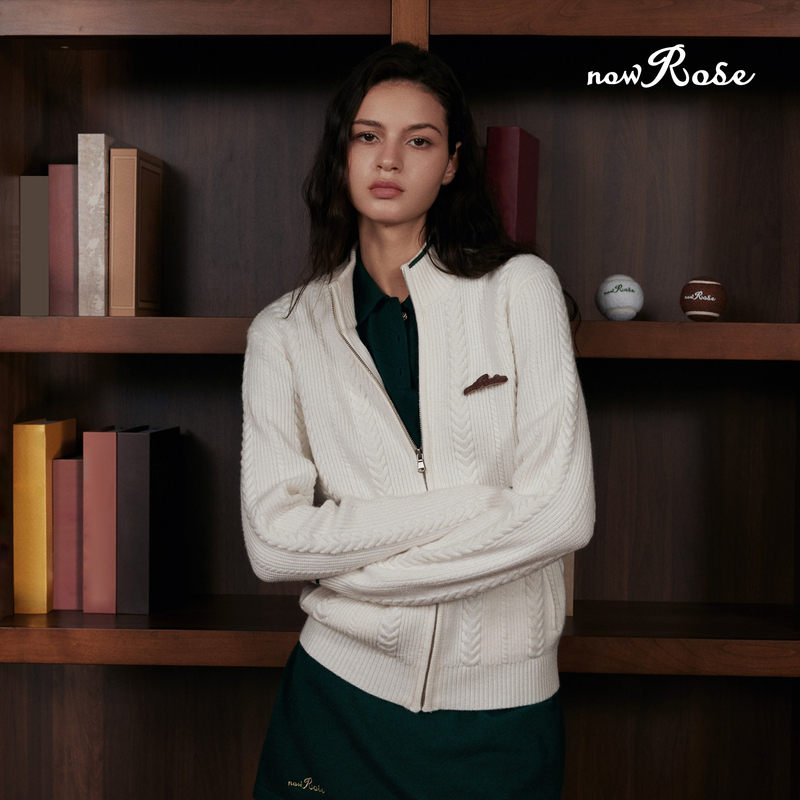 Nowrose Official Autumn and Winter Retro Knitted Cardigan Women's Casual Jacket Old Money Top Tennis Style Short Sweater