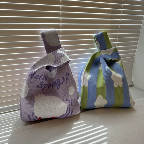 2024 Новая вязаная сумка, женская модная и универсальная маленькая сумка-тоут, сумка для обеда, сумка для обеда, сумка для обеда с ремешком для прогулок на работу