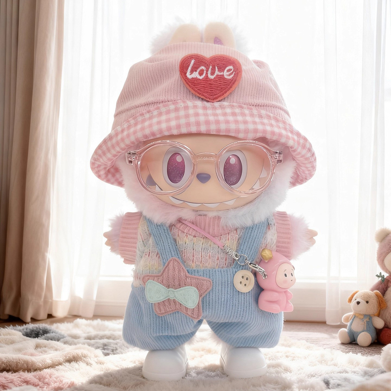 Lucky Doll Labubu Plush Toy 17cm High-Energy Plush Doll Third Generation Labubu Doll Clothes Changeable Outfit
