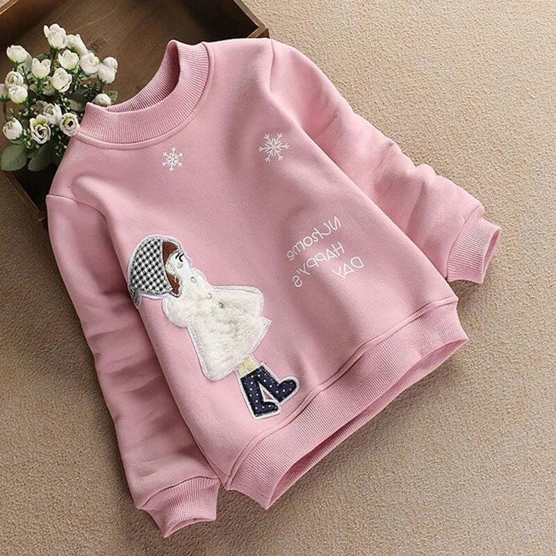 Girls long-sleeved fleece sweater bottoming shirt fleece spring, autumn and winter clothing 2021 new Korean version of the big children's warm cotton coat