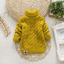 Boy girl sweaters gush with thickened Korean version knitted cedar undershirt baby children round collar high collar warm sweater