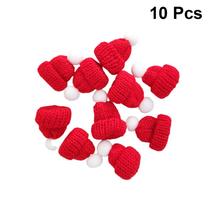 10PCS Knitted Small Christmas Hat Santa Claus Cap Cute