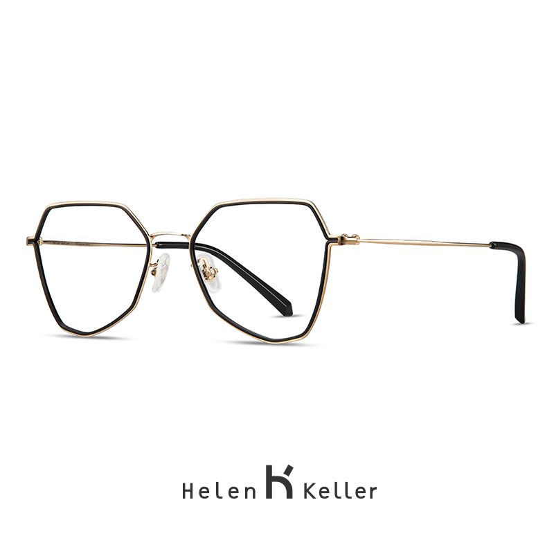 Helen Keller's new irregular stereo trend myopia glasses women's anti-blue metal glasses frame 9207