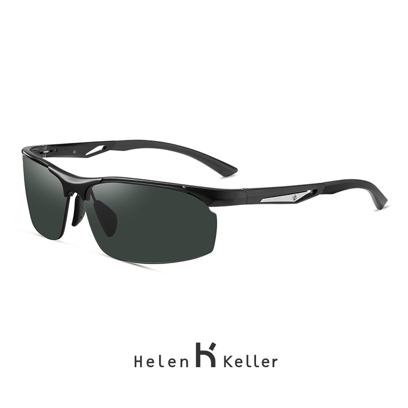 Helen Keller outdoor sports sunglasses men's mountaineering marathon running driving aluminum-magnesium half-frame polarized sunglasses
