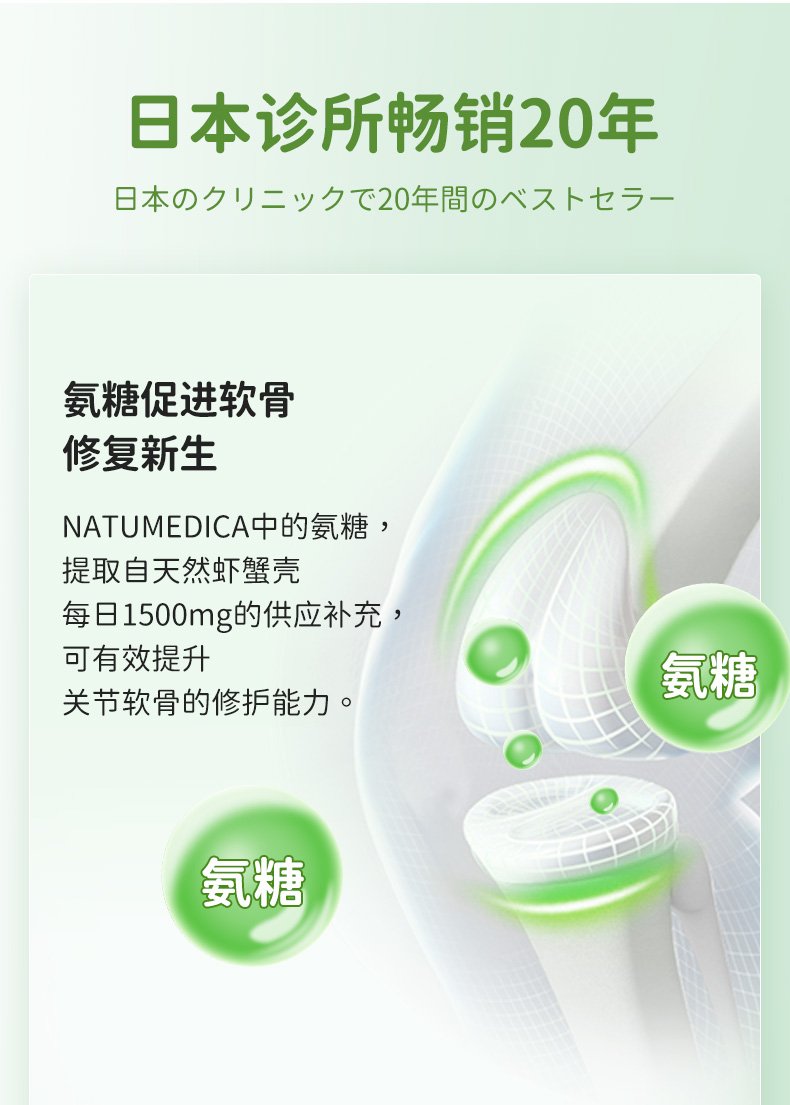 日本进口 NatuMedica 中老年人养护关节氨糖软骨素 180片 双重优惠折后￥49包邮包税