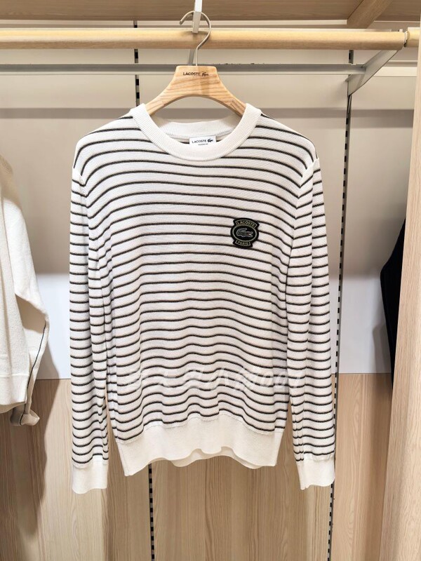 Ah7653 French Crocodile Lacoste Men's Clothing 24 Spring New Fashion Preppy Style Stripesd Knitwear Sweater