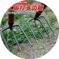 Nail Harrow Agricultural Manganese Steel Multi-Tooth Harrowing Double Teeth Three Teeth Four Teeth Rake Subsoil Planing Sweet Potato Peanut Weeding Home Grab Hook