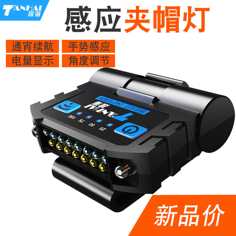 Induction headlight fishing clip cap lamp hat brim head-mounted night fishing rechargeable strong light super bright bait LED cap clip lamp