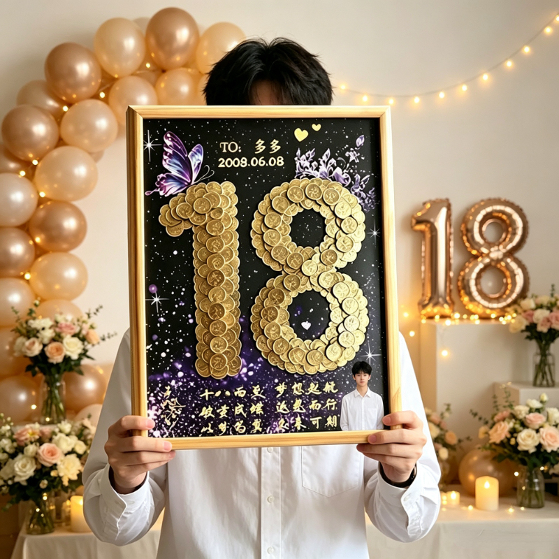 18Th Birthday Gift for Girls and Boys, High-End Practical Handmade DIY Coin Photo Frame Ornament for Boys and Girls 18Th Birthday Gift for Girls and Boys, High-End Practical Handmade DIY Coin Photo Frame Ornament for Boys and Girls
