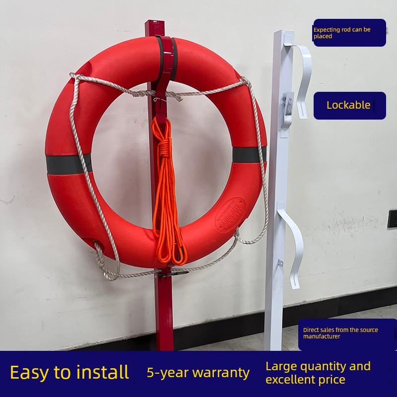 Lifebuoy Hanger Hook, Iron Waterway Life-Saving Equipment Storage Rack, Simple Life Rope and Life Pole Placement Rack