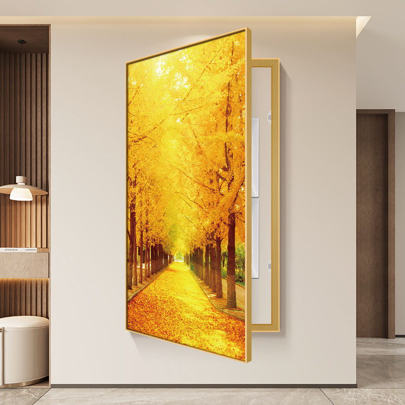 Extra-Large Decorative Painting for Electric Meter Box, Vertical Version, Modern and Simple, Golden Floor-To-Ceiling Hanging Painting, Villa Distribution Box Cover Painting Extra-Large Decorative Painting for Electric Meter Box, Vertical Version, Modern and Simple, Golden Floor-To-Ceiling Hanging Painting, Villa Distribution Box Cover Painting