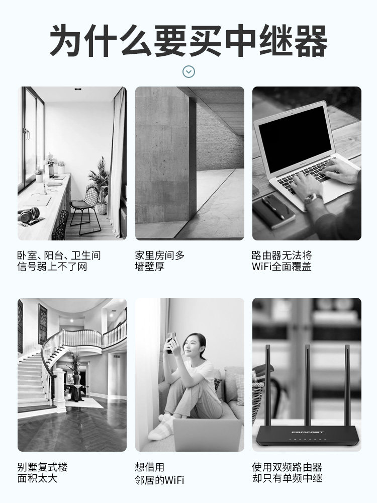 Wifi Signal Amplifier Enhancer Network Wireless Dual-Band 5g Extender Booster Repeater Home Long-Distance Bridge Increase Router Wall-Penetrating Reception Cf-Wr758Ac