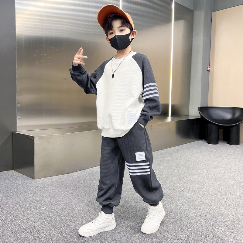 Boy thickened suit 2023 new children's spring and autumn gushed clothing sports clothes autumn clothes big boy handsome boy-Taobao