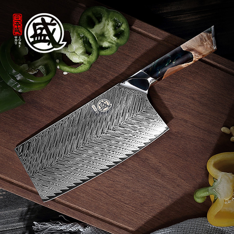 Japanese Three-Piece Damascus Steel Knife Set, Household Knives, Kitchen Meat Cutting Knife, Vegetable Cutting Knife, Chef's Knife, Imported