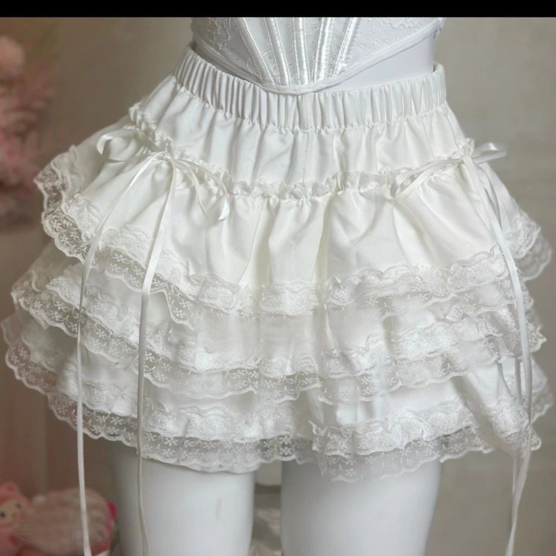 Sweet Ballet-Style White Cake Skirt for Women, Spring, Summer and Autum Lace-Trimmed Tutu Skirt, Petite A-Line Short Skirt Sweet Ballet-Style White Cake Skirt for Women, Spring, Summer and Autum Lace-Trimmed Tutu Skirt, Petite A-Line Short Skirt