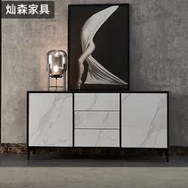 Rock board sideboard small apartment modern simple solid wood wall side locker Italian light luxury Nordic porch cabinet