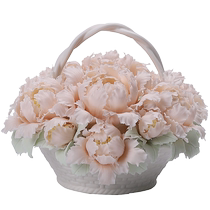 Creative simple luxury small fresh ceramic flower basket ornaments home living room wine cabinet dining table peony porcelain flower decoration gifts