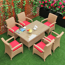 Teng chair back chair household table and chair outdoor rattan chair open-air swing woven dining table and chair combination waterproof