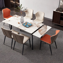Italian minimalist stretchable home small apartment slate dining table multi-functional rectangular dining table and chair combination table