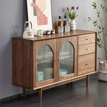 Nordic walnut sideboard home creative glass arch tea cabinet simple restaurant storage storage cabinet cupboard