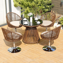 Outdoor rattan small table and chair combination courtyard leisure swivel chair open-air terrace outdoor balcony furniture internet celebrity rattan chair