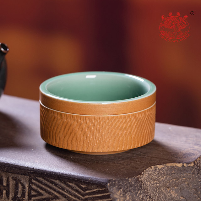 Longquan Celadon Master Cup Single Cup ຊາສ່ວນບຸກຄົນ Bowl ຈີນ Kung Fu Ceramic Tea Cup Handmade Jumping Knife Tea Cup