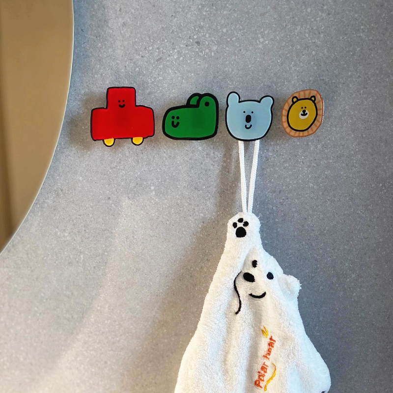 No-Punch Hooks with Strong Adhesive for Walls, Heavy-Duty, Traceless, for Bathroom and Kitchen, for Hanging Towels and Hand Towels, Cute Cartoon Design No-Punch Hooks with Strong Adhesive for Walls, Heavy-Duty, Traceless, for Bathroom and Kitchen, for Hanging Towels and Hand Towels, Cute Cartoon Design