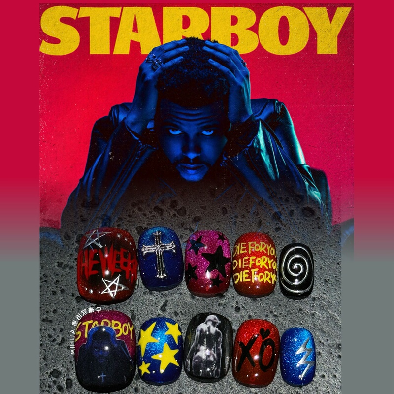 Original the Weeknd Nail Art Potted Plant Asian Tour Support Nails European and American Hip Hop Nail Art Album Wearable Nails
