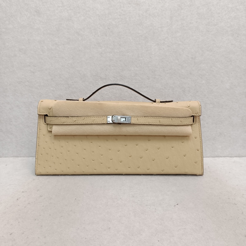 Ostrich Leather Genuine Leather Women's Bag Long Kelly Style 31cm Handbag Evening Bag Designer Brand Same Style Classic Model